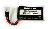 Rage RC 3.7V 400mAh 25C LiPo Battery Micro Warbirds, Tempest 600, Super Cub MX Battery