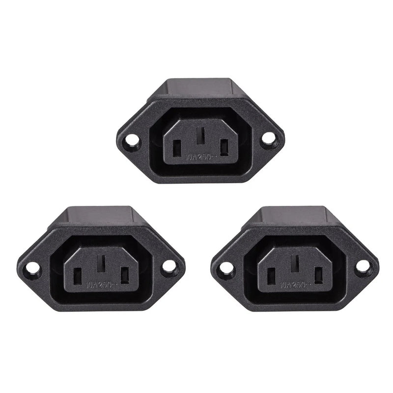3 Pcs C13 Panel Mount Plug Adapter 3 Pins IEC Inlet Module Plug Power Socket