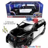 Motormax 1:18 2015 Ford Explorer Police Interceptor LIGHT & SOUND 73996 Blank BW