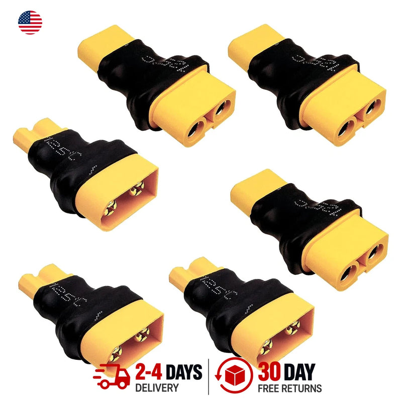 6 Pack RC XT30 to XT60 Adapter Connectors Male Female for Drone ESC Battery Converter