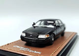 TG GOC 1:64 Black Police Crown Victoria EN114 Sedan Model Diecast Metal Car New