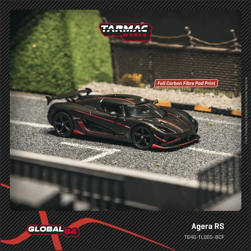 Tarmac Works 1:64 Agera RS Black Red Accents Diecast Model Car