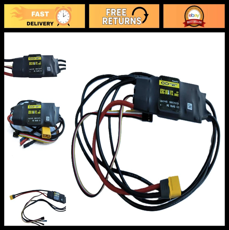 RC brushless ESC speed controller with XT60 connector and multi-wire harness