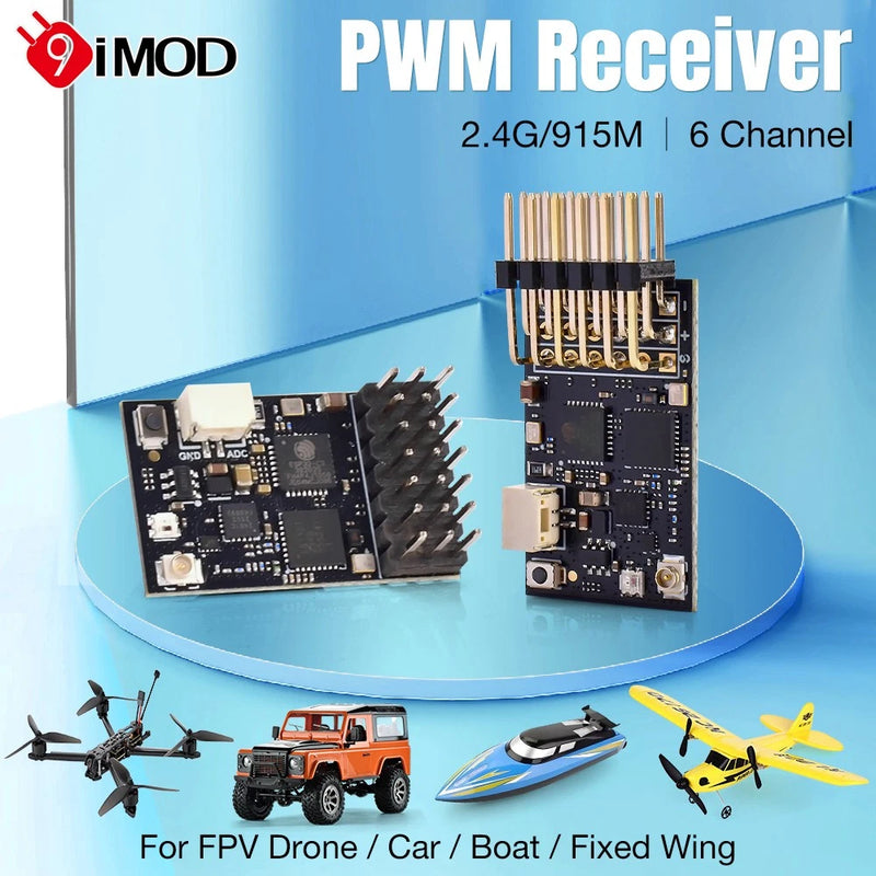 9IMOD 2.4G/915M Dual Band Receiver PWM Receiver 6CH 100mW For FPV Drone Car Boat