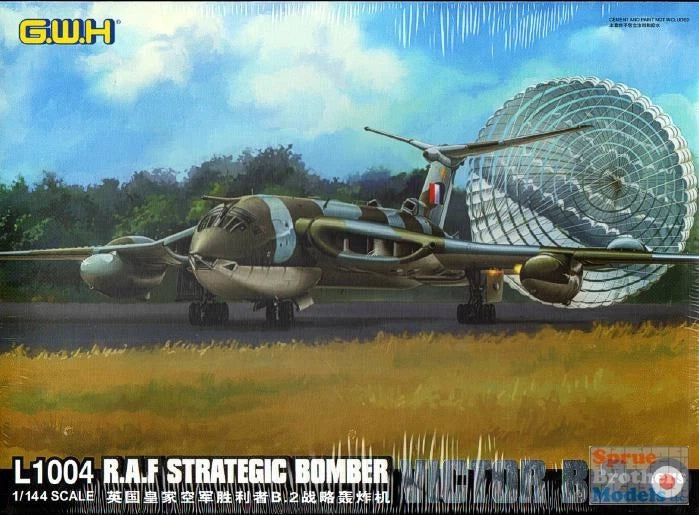 1:144 RAF strategic bomber model aircraft with large radar dish nose, green and gray