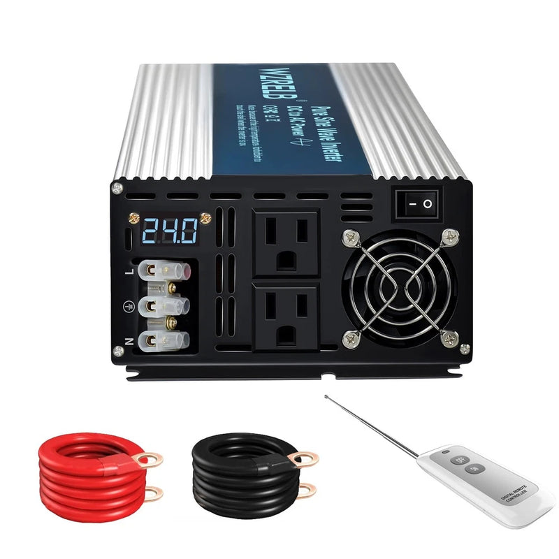 WZRELB 4000W 24VDC to 120VAC Pure Sine Wave Power Inverter RV car remote solar