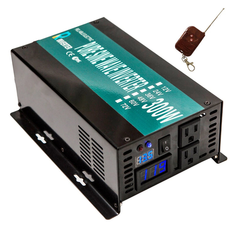 Pure Sine Wave Inveter 300W 12V to 110V 120V Power Converter Motor Home SolarCar