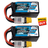 NHX Muscle Pack 4S 14.8V 1550mAh 100C Lipo Battery (2) w/XT60 Connctor FPV Drone Battery