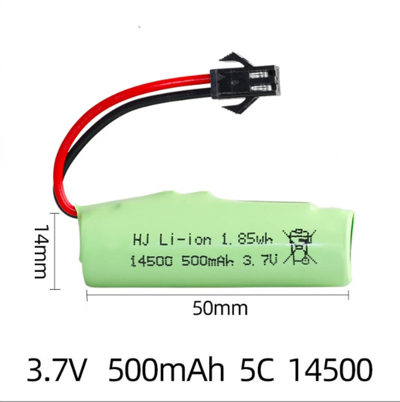 3.7V 500mAh 14500 Lipo Battery XH2.54/JST/SM Plug for Voor DE35 DE38 RC Climbing