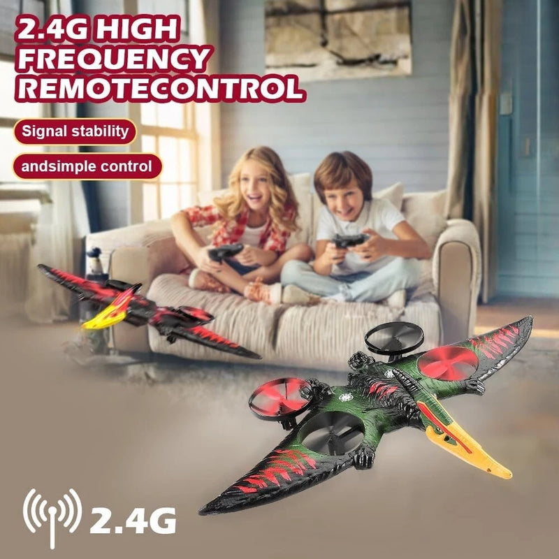 Colorful pterosaur-shaped 2.4G 4CH RC drone with remote control transmitter