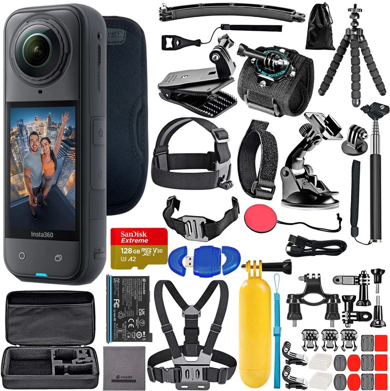 Insta360 X5 8K Pocket Action Video Camera with 128GB Memory + 50 Piece Bundle