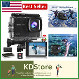Waterproof action camera with clear waterproof housing and front lens