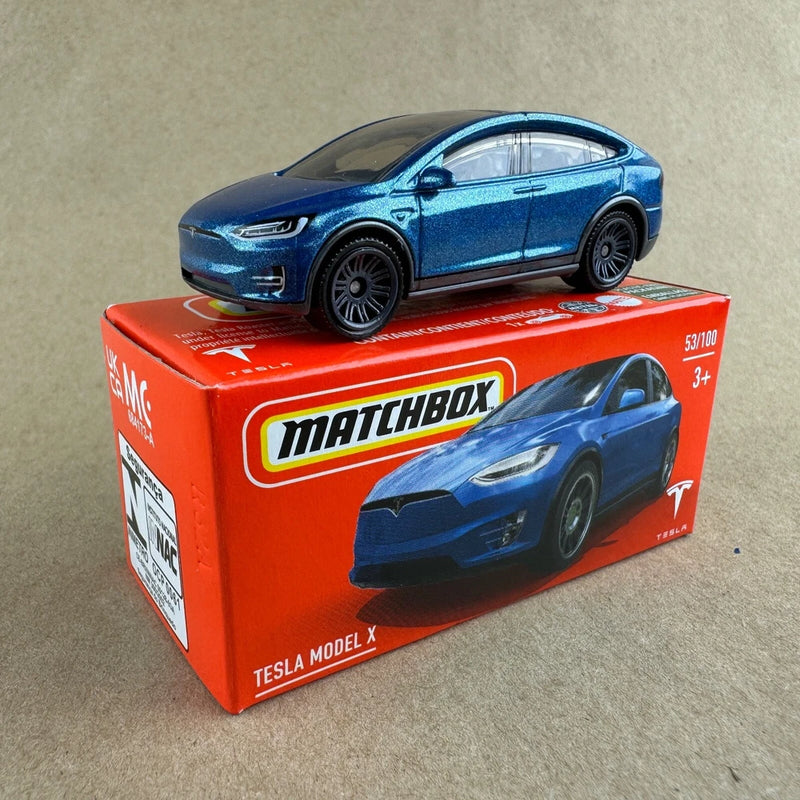 Matchbox Power Grabs Tesla Model X Blue 53/100 2022 1:64 Diecast Car