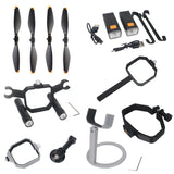 Drone propeller adapter accessories kit with propeller blades, bracket mounts, screws and cables