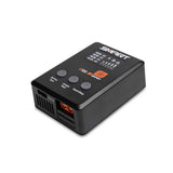 Spektrum S100 smart battery charger, black box with vented sides and charging ports