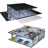 Diorama 1/64 Diecast Car Garage Model LED 2-Layer Parking Lots Scene Collections