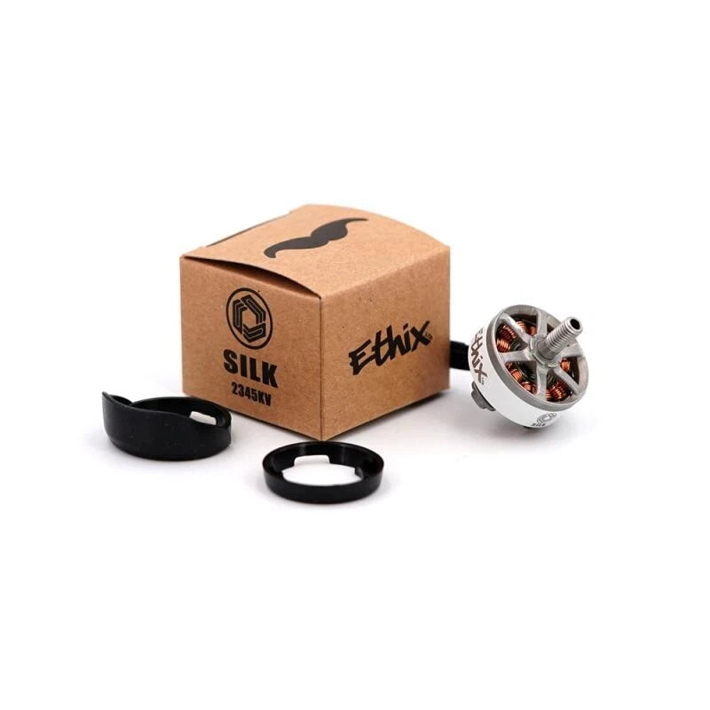ETHIX Mr Steele silk motor with black mounting rings and brown SILK 2345KV box