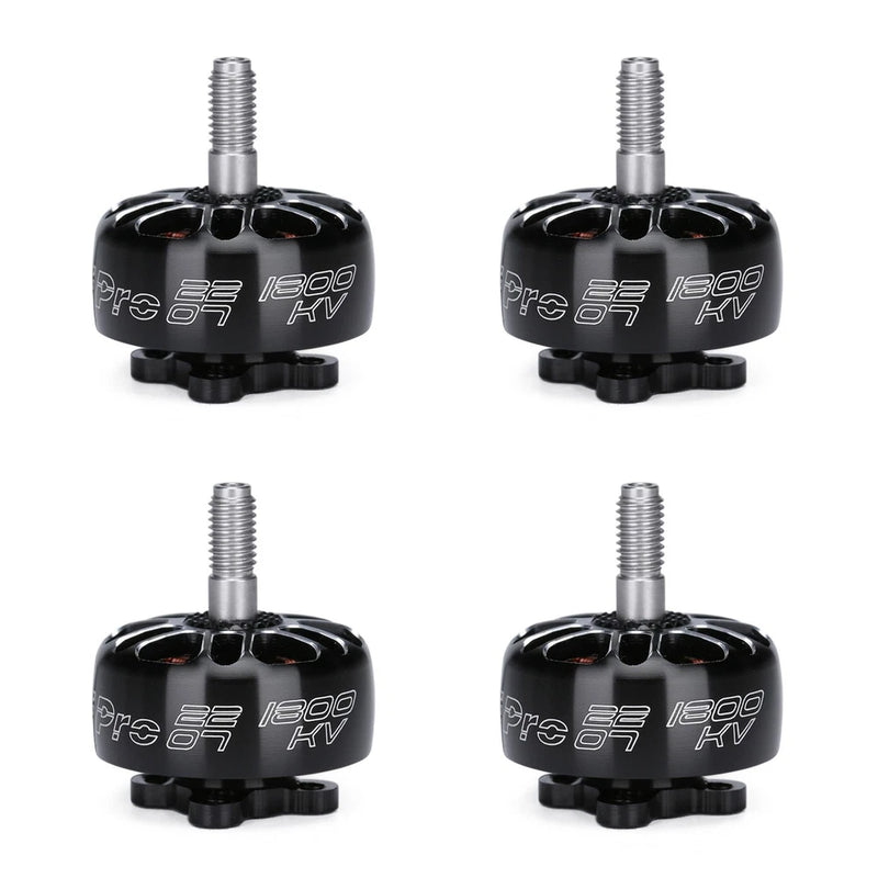 4-pack black brushless motors with silver shafts, 1800 KV labels