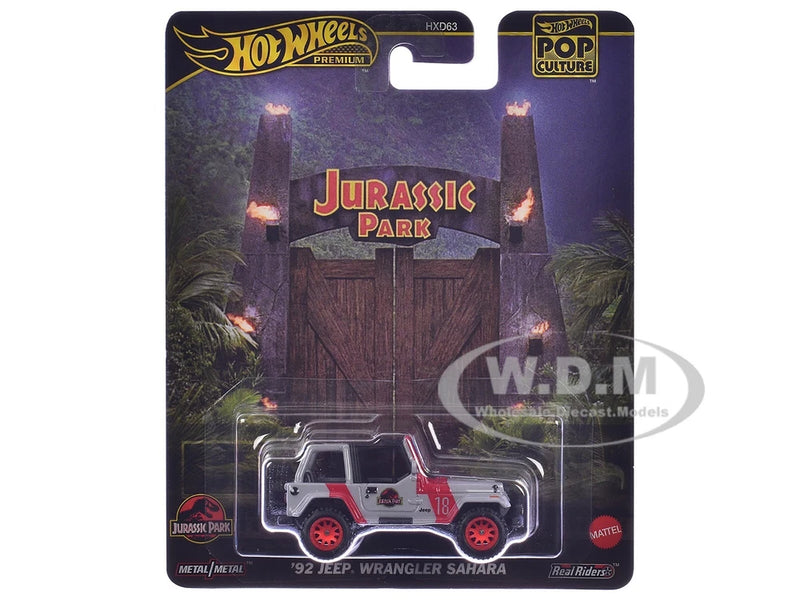 1992 JEEP WRANGLER SAHARA "JURASSIC PARK" DIECAST MODEL CAR BY HOT WHEELS JBL59