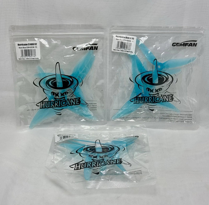 GEMFAN Hurricane 51466 V2 Drone Propeller FPV Racing Drones -3 PACK- WAVE BLUE-