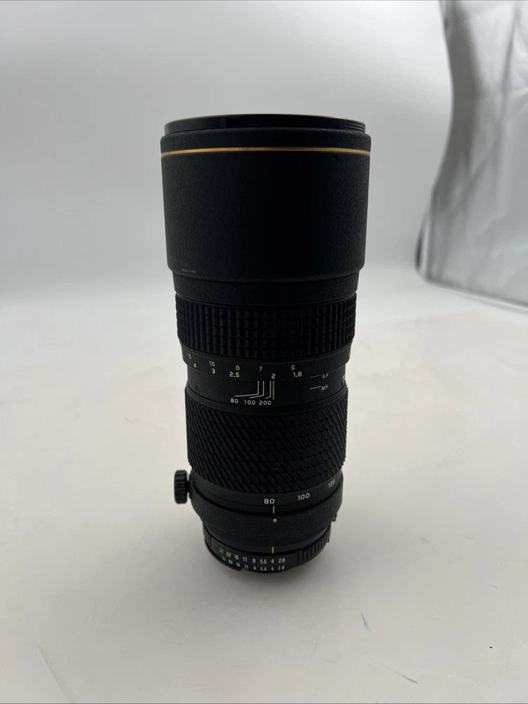 Tokina AT-X PRO 80-200mm f/2.8 zoom lens in black with front and barrel markings