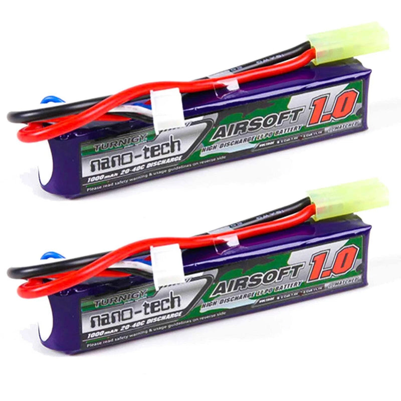 2pcs Turnigy Nano-Tech 1000mAh 3S LiPo Battery Pack Airsoft 11.1V 20C (Mini-Tami Battery