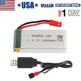 3.7V 1800mAh 25C Lipo Battery JST Plug w/ USB Charger for RC Drone Quadcopter