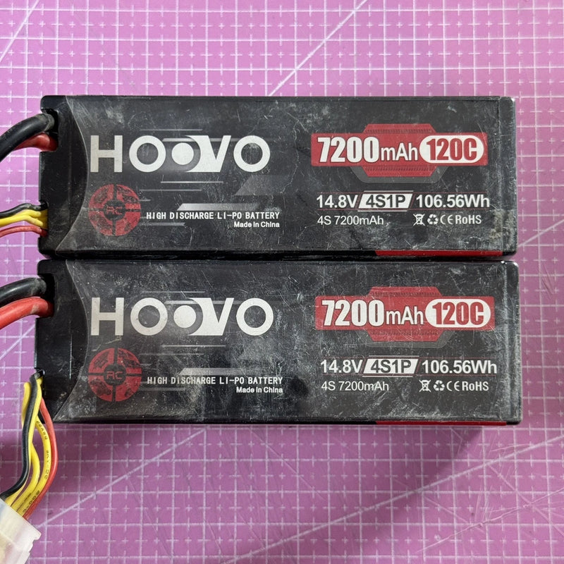 HOOVO 4S Lipo Battery 14.8V 7200mah 120C Hard Case Pack w/ EC5 Traxxas Battery