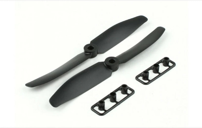 Black 2-blade ABS drone propellers with mounting hardware, CW/CCW style