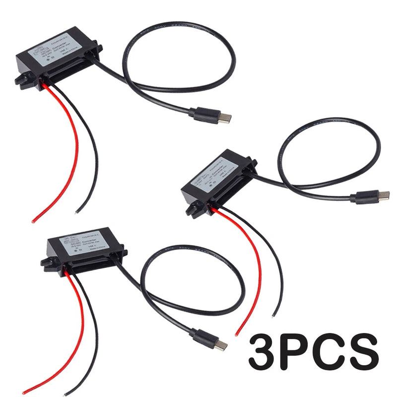 3PC 12V (8-23V) In To 5V Out DC-DC Converter Module 3A 15W with TYPE-C Output