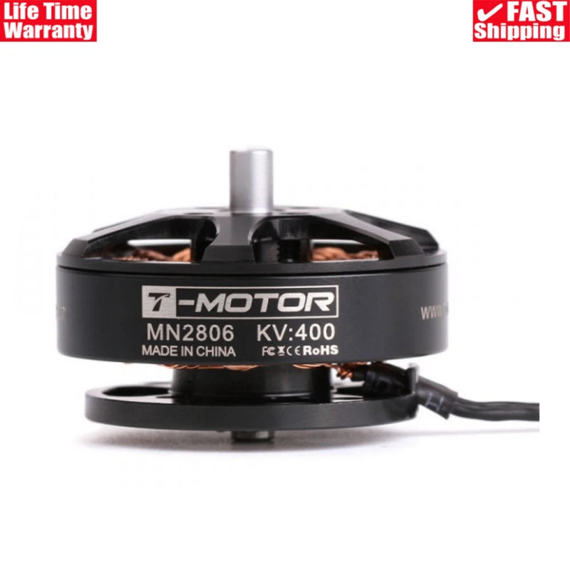 T-MOTOR MN2806 KV400 brushless outrunner motor with mounting base and wires