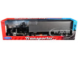 KENWORTH W900 TRUCK BLACK W/CONTAINER 1/32 DIECAST MODEL BY WELLY 32663W-BK