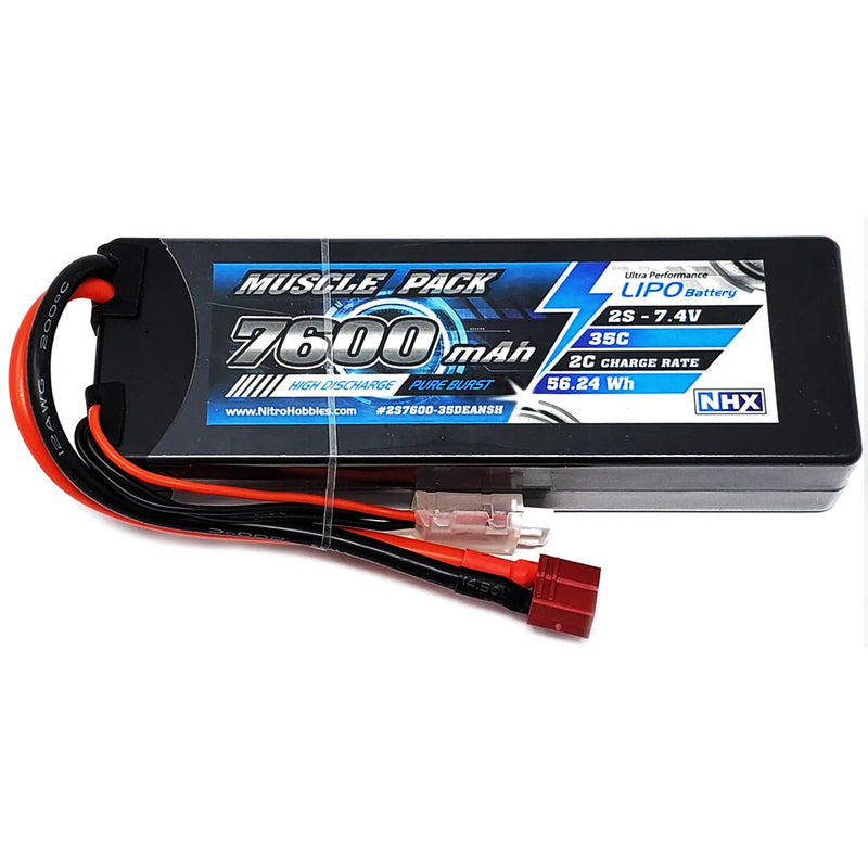 NHX Muscle Pack 2S 7.4V 7600mAh 35C Hard Case Lipo Battery w/ Deans Connector Battery