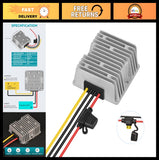DC-DC voltage reducer with silver aluminum heatsink and wiring output connector terminals