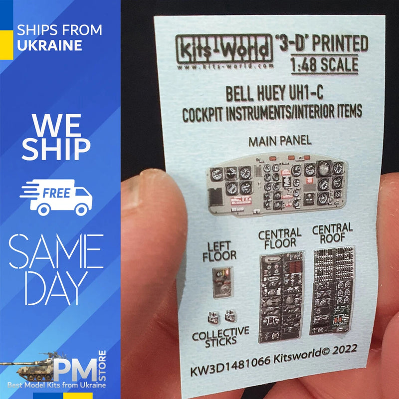 Kits World KW3D1481066 1/48 3D decal Instruments panel Bell Huey UH1 Hobby Boss