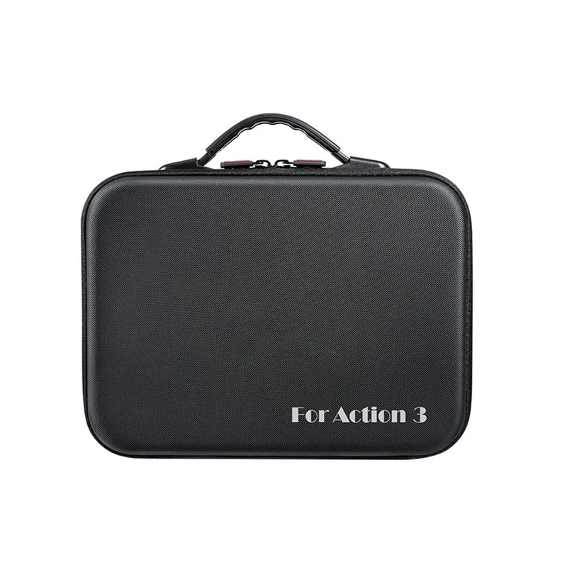 Portable zippered storage case with handle, textured dark gray, for Action 3