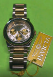Invicta Angel wristwatch: gold and silver bracelet, round analog dial with Roman numerals.