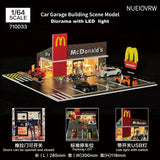 1/64 Diorama Car Garage Model LED Lighting Car Showroom Scene Display Model Gift