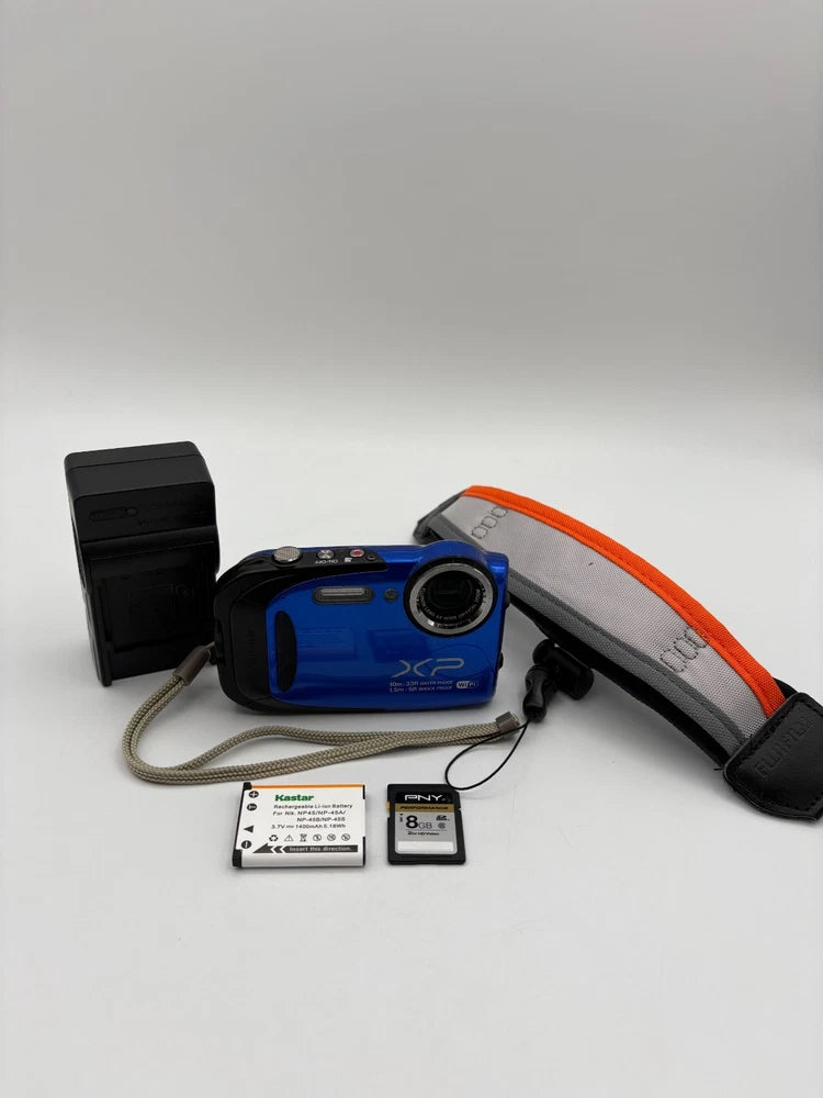 Fujifilm FinePix XP70 16.4MP Waterproof Digital Camera Blue w/5x Zoom Bundle