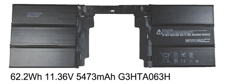Black 62.2Wh 11.36V laptop battery pack for Surface Book 2