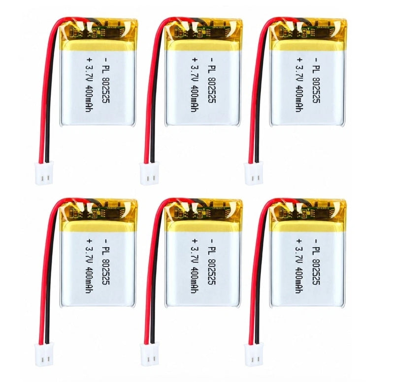 Lot Of 6 AKZYTUE 3.7V 400mAh 802525 Lipo battery Rechargeable Lithium-Ion  Bat Battery