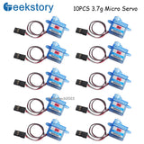 10-pack micro RC digital servo motors with blue body and three-wire connectors
