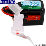 14.8V 4S LiPo battery pack with JST plug and red/black leads, 200mAh