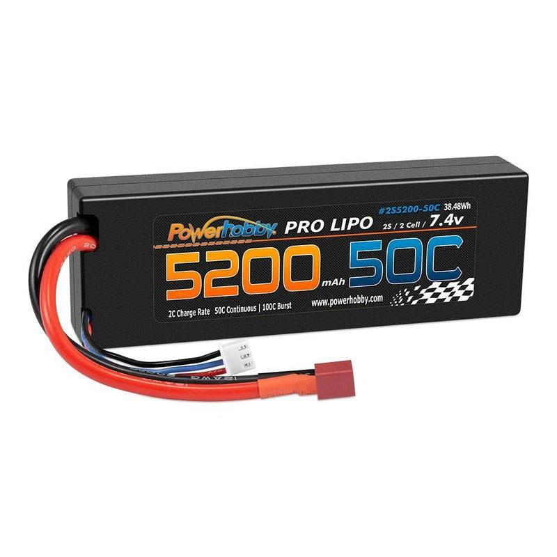Powerhobby 2S 7.4V 5200mAh 50C Lipo Battery Pack with Deans Plug Battery
