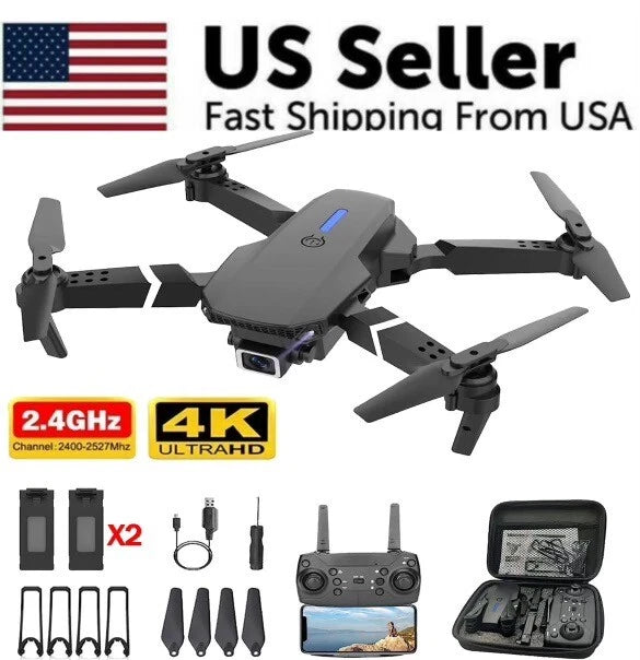 Foldable quadcopter drone with 4K dual camera, Wi-Fi FPV and blue status light