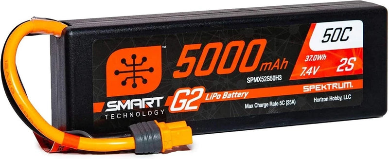 Spektrum 7.4V 5000mAh 2S 50C Smart LiPo G2 Hard Case: IC3 Battery (SPMX52S50H3) Battery