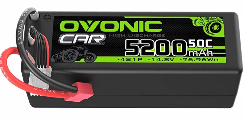 Ovonic Car 5200mAh 4S 14.8V 50C LiPo RC Battery T Plug 1:8 Scale Battery