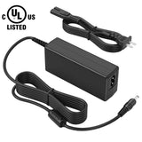 Black AC adapter charger with power cord and DC barrel plug, dual cable set