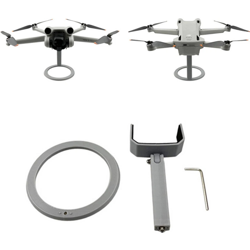 Desktop drone display stand tripod with round base, mounting arm and bracket hardware