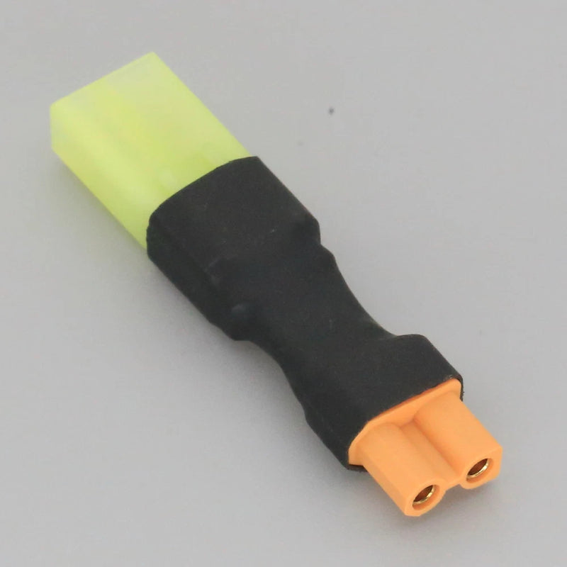 RC battery adapter, Mini Tamiya male to XT30 female connector, black with orange tip